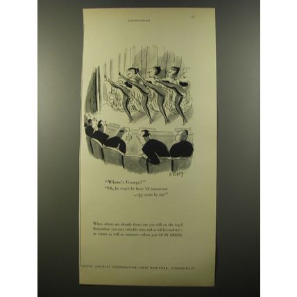 1954 United Aircraft Corporation Ad - cartoon by Barney Tobey - Can-can Dancers