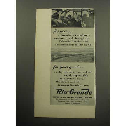 1957 Rio Grande Denver & Rio Grande Western Railroad Ad - For you