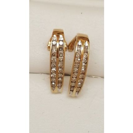 Nice Vintage 10kt Yellow Gold 1.00Ct Diamond Superb Stud Earrings, 1950's