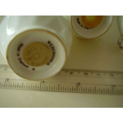 Vintage Wedgwood Pink Garland Pattern Porcelain Salt Pepper & Mustard Cruet Set