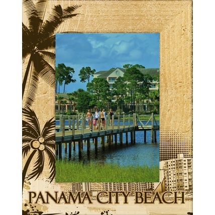 Panama City Beach Florida Laser Engraved Wood Picture Frame Portrait (8 x 10)
