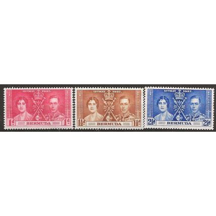 Bermuda 1937 Coronation Set SG107-109 Mounted Mint .