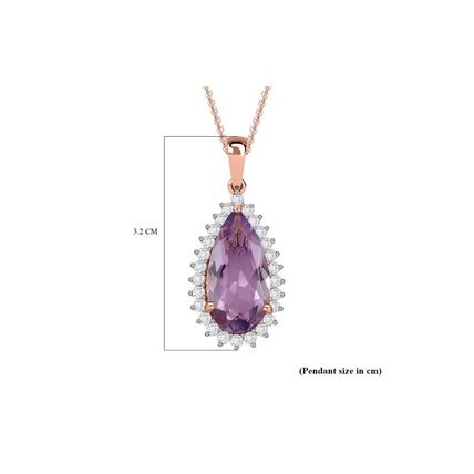 Rose de France Amethyst Zircon Pendant 18k Rose Gold Vermeil Overlay 925 Silver