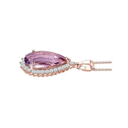 Rose de France Amethyst Zircon Pendant 18k Rose Gold Vermeil Overlay 925 Silver