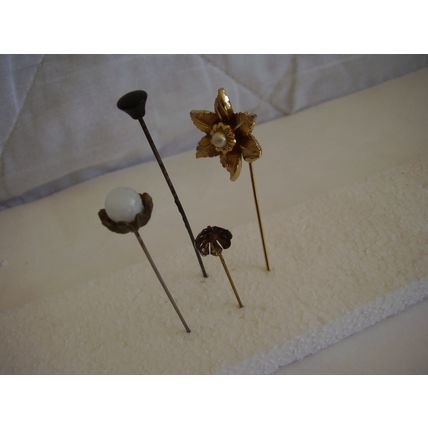 Vintage Hatpins Four Mixed Different Designs 1 Bakelite Pin