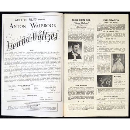 VIENNA WALTZES 1951 Anton Walbrook JOHANN STRAUSS UK PRESSBOOK