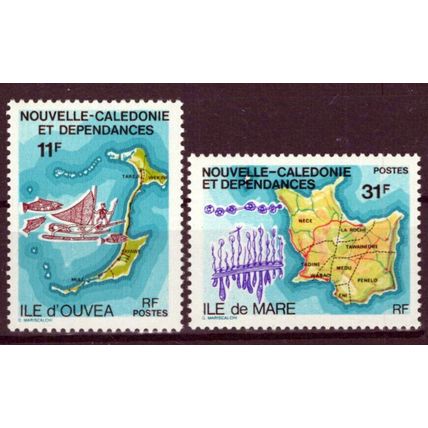 New Caledonia 443-444 MNH Maps Canoes ZAYIX 0524S0382