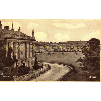 Royal Crescent, Bath, G7376 Valentines Phototype Postcard, 1930s