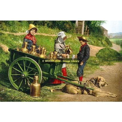 rp13720 - Dog Milk Cart & Children , Brussels , Belgium - print 6x4