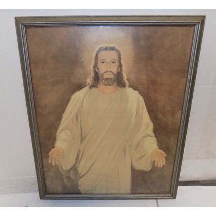Vintage Gold Framed Jesus Christ Print 15" x 19"