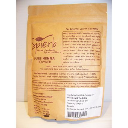 SPIERB PURE HENNA POWDER HAIR COLOR 250 GRAM NEW