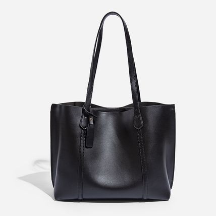 Women Vegan Leather Shoulder Purse Large Capacity Travel Bag Black