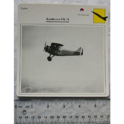 Koolhoven FK 31 - The Netherlands - Fighter - Collectors Club Card