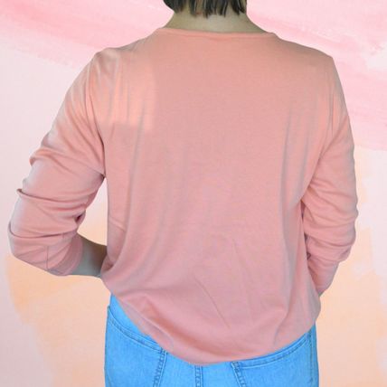 Blair Women's XL Salmon Pink Long Sleeve Blouse Detailed Collar Cotton Blend