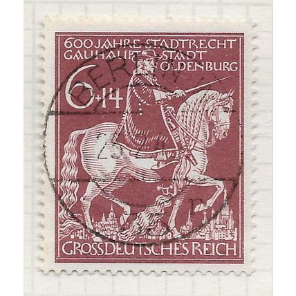 GERMANY 1945 OLDENBURG 600 YEARS FOUNDING HORSE CONRAD COUNT USED Mi 907