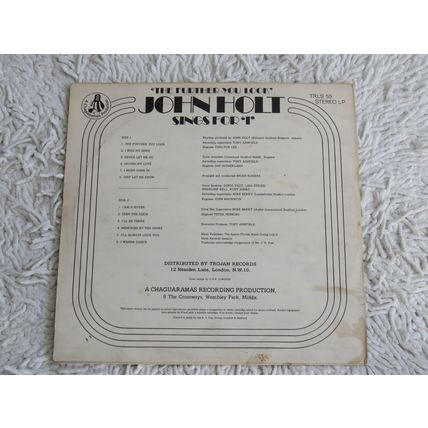 JOHN HOLT, THE FURTHER YOU LOOK VINYL LP.