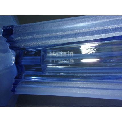 French Art Deco Blue Glass Part Frosted Vase.
