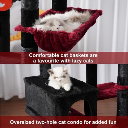 Hebly Cat Tree 92.5-104.3 Inches with Hammock, Floor to Ceiling Gothic Cat Condo
