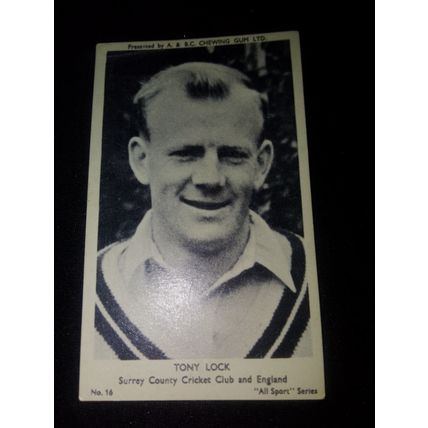 A&BC gum all sports series card #16 tony lock cricket