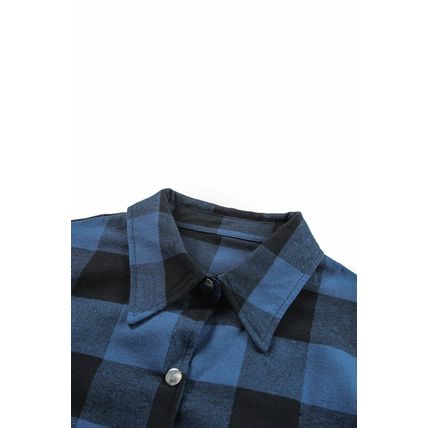 Blue Turn-down Collar Plaid Shirt Jacket