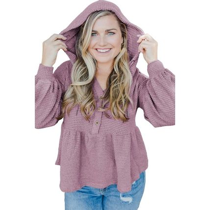 Plus Size Hooded Waffle Knit Top