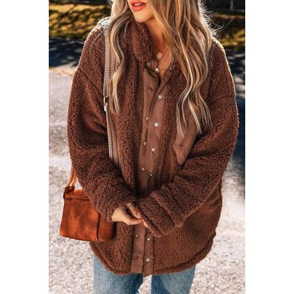 Red Clay Faux Shearling Teddy Bear Jacket