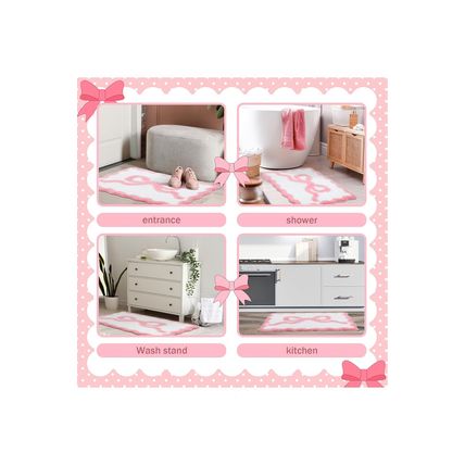 Pink Bow Knot Water Absorption Entrance Ground Mat