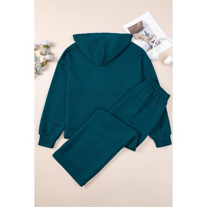 Skobeloff Waffled Textured Raw Edge Patchwork 2pcs Loose Pant Set
