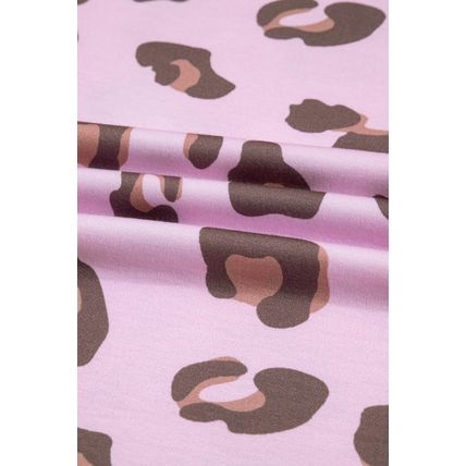 Pink Drawstring Leopard Print Patch Pocket Loose Pants