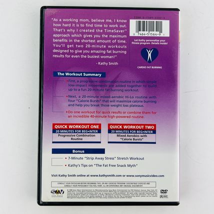 Kathy Smith - Timesaver Cardio Fat Burner DVD Fitness Exercise Workout Aerobic