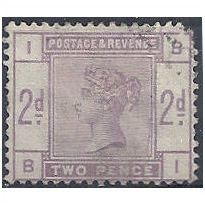1883 SG189 2d Lilac Very Fine Used Blunt Corner Check Letters "BI".