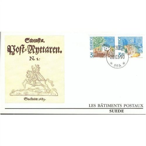 Sweden FDC 1990 - SG 1492-1494 - Europa Post Office Buildings x 2 covers