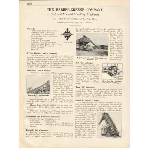 barber-greene company 1931 coal handling machinery vintage catalog