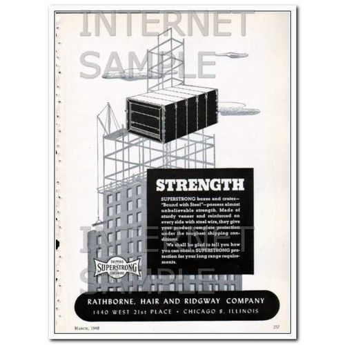 RATHBORNE HAIR AND RIDGWAY COMPANY 1948 Strength box vintage ad