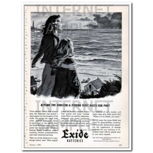 ELECTRIC STORAGE BATTERY CO 1948 fishing fleet races Exide vintage ad