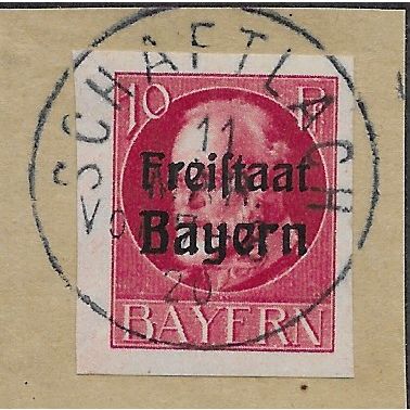 GER (BAVARIA) 1919 10pf KING LUDWIG III' (FREISTAAT)(IMPERFED) USED(EBID65-489)
