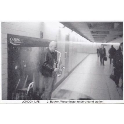 Busker at London Westminster Playing Trombone in Underground Station Postcard