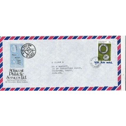 St Vincent Grenadines 1987 Kingstown- Wickford UK Airmail Cover typed VGC