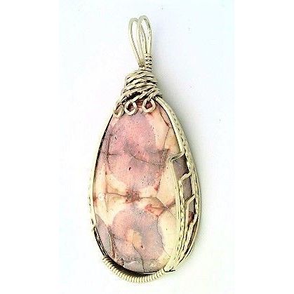 Bird Eye Jasper Nickel Silver Wire Wrap Gemstone Pendant 23