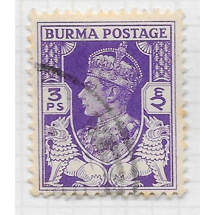 BURMA 1938 KG6 3Ps VIOLET USED SG19 19 SG