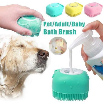 Silicone Dog Bath Massage Brush | Pet Grooming & Shampoo Dispenser