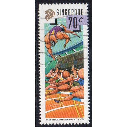 Singapore 1996 Atlanta Olympics - Pole Vault and Hurdling 70c Used