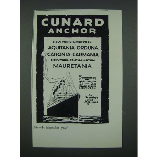 1919 Cunard Anchor Cruise Ad
