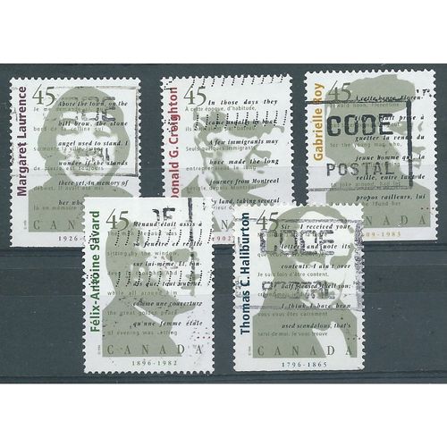 CAN 1996 (SET) 'CANADIAN AUTHORS' (5v) ' FINE USED (EBID49-053)