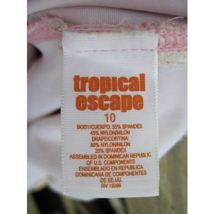 Tropical Escape 10 Pink Black One Piece Bathing Swim Suit Spandex Nylon Ruched