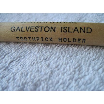 Galveston Island Peanut Butter Warehouse Round Wooden Toothpick Holder Tube TX
