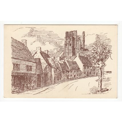 West Street Corfe Castle Sketch Postcard Dorset