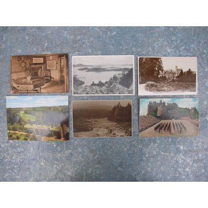 6 old Scottish (Scotland) Postcards – Crathes, Edinburgh, Loch Lomond etc.