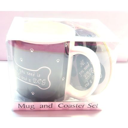 Dog Mug & Coaster Set - All You Need is Love and a Dog 9.5 CM