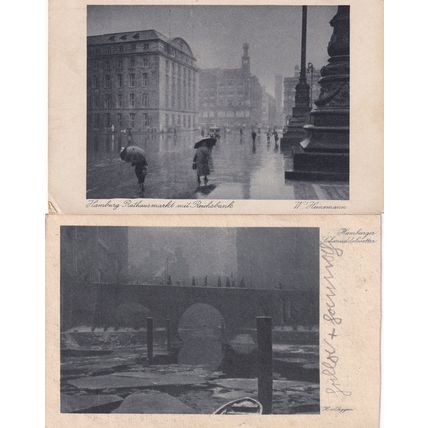 Hamburg German Storm Disaster Weather 2x Antique Postcard s